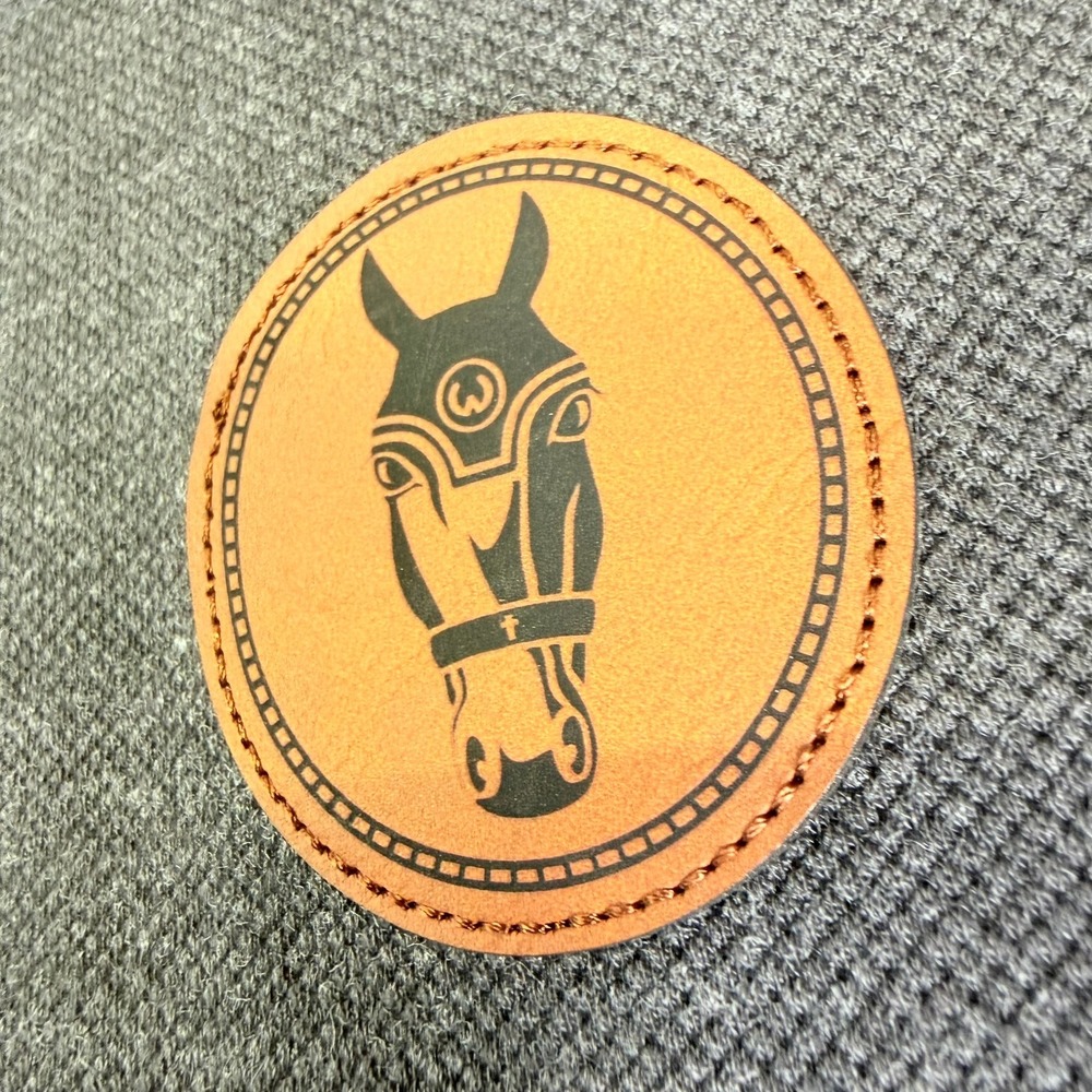 WEC World Equestrian Center 1/4 Zip Pullover Mens XL Gray Leather Patch Sweater